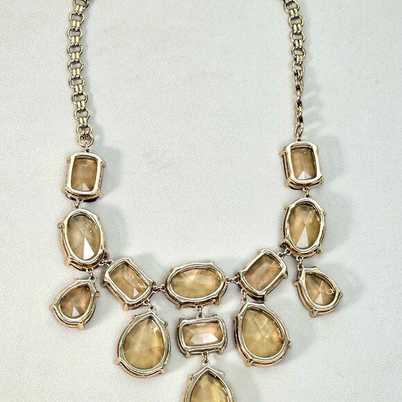 Banana Republic Champagne Stone Statement Necklace | Faceted Drop | Adjustable - Picture 10 of 11